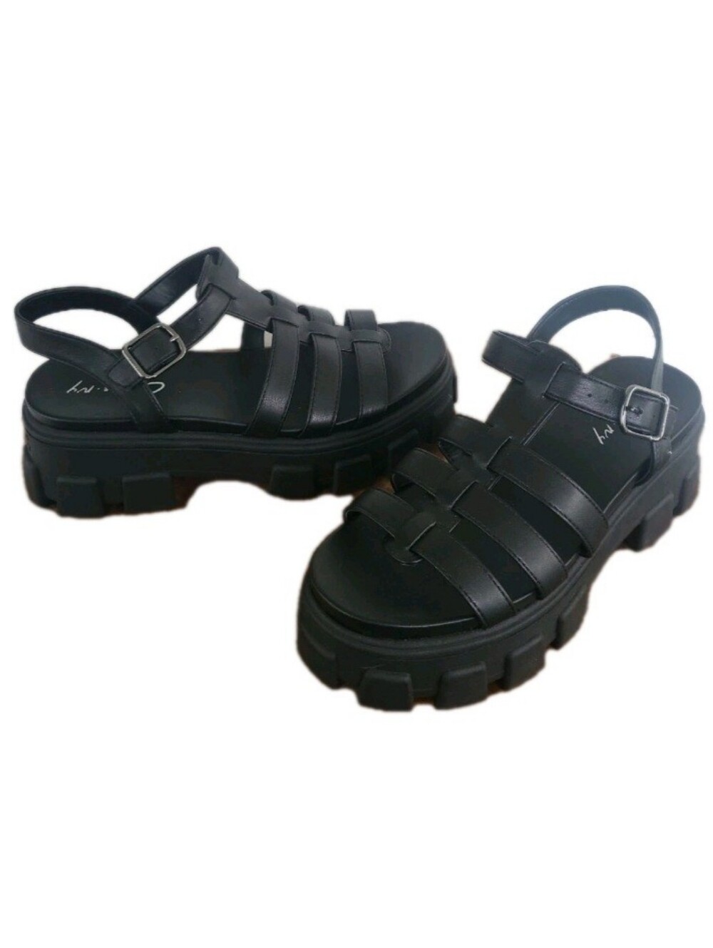 Sam Edelman Circus GILLA Black Lug Sole Fisherman Sandals Sz 8 New Without Box - Picture 3 of 13